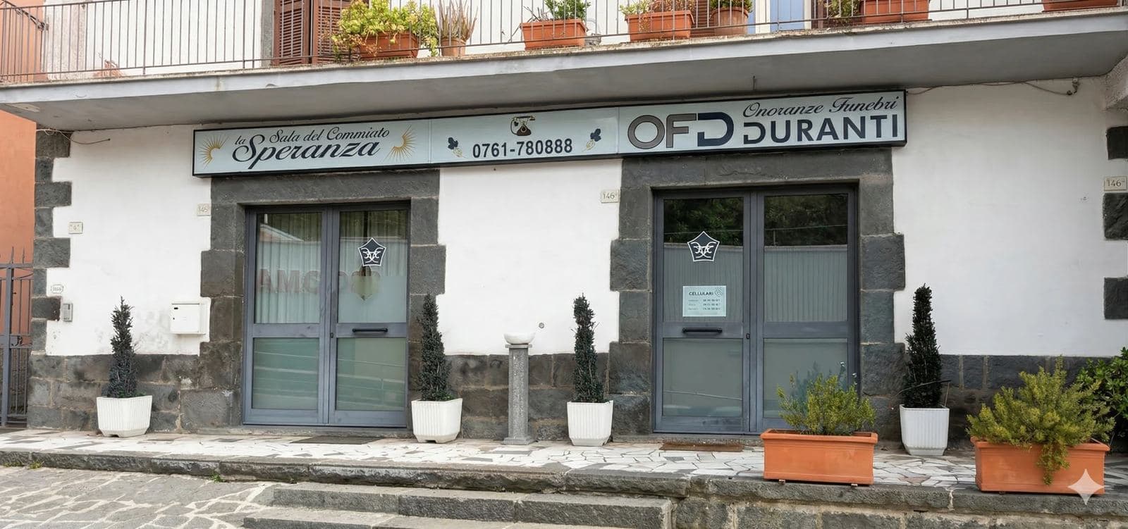 Ingresso della sede Onoranze Funebri Duranti e della Sala del Commiato La Speranza a Bagnoregio
